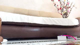 Kinky babe is drilling her pussy and ass with sex toys, in front of the camera