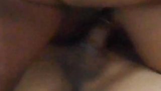 Two horny men are fucking a slutty, amateur babe at the same time, in her bedroom