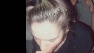 Amateur teen is sucking cock in a POV style and listening to her partner's moans and sighs