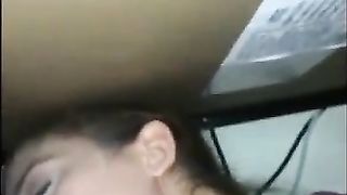 Amateur chick is sucking her roommate's cock like a real pro, from under the table