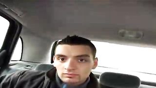 Amateur brunette is gently sucking a horny stranger's hard dick, to get a free ride home