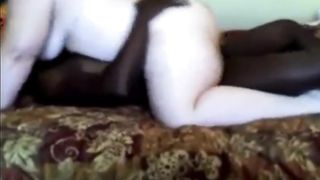 Pale sexy BBW homemade interracial porn