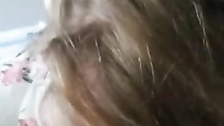 Amateur blonde is sucking dick and expecting to get cum in mouth, in the end