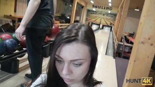 Amateur brunette is rubbing a horny stranger's dick and getting fucked in front of her boyfriend