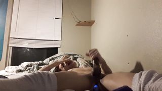 Trans girl masturbates and uses vibrator then rats her own cum