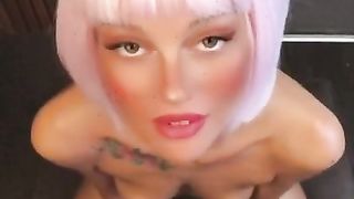 Ahegao asks to cum on her face