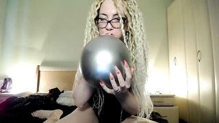 Blow balloon and pop with my long fingernails