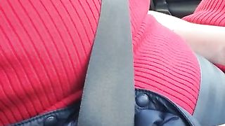 Step mom in the McDonald's car park took her 30 seconds to make step son Cum in Front Car Seat