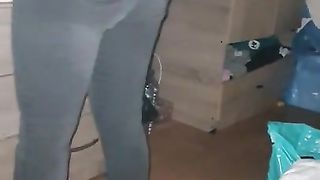 Horny Pregnant Step Mom Dry Hump in Jeans. Messy Load on Ass Fucked by Step Son