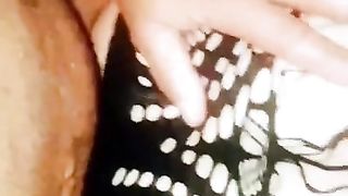 Curvy wife surprises husband in fishnet.