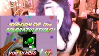 Cam Girl getting off Playing Mario Kart