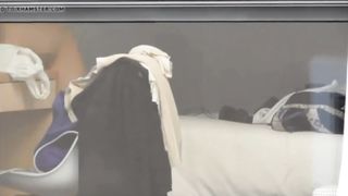 Beauty careless on vacation window voyeur