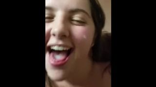 White Young BBW Filling her Mouth with BBC