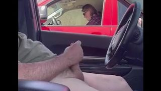 Got caught masturbating in parking lot, she watched me cum