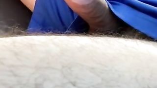 Driving up north playing with my huge rock hard cock moaning public nudity solo jerk off car