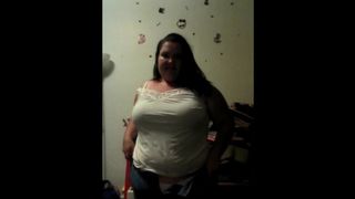 Brunette BBW Strips Naked