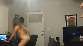 Spy Cam while my Wife Rides Black Dildo Webcaming on Chaturbate.