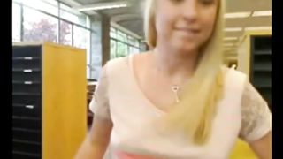 Teen Exhibition Dildo Squirt in Library