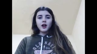 Cute White Teen Stand up Fuck with a Dildo