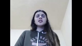 Cute White Teen Stand up Fuck with a Dildo