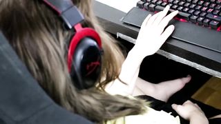 Gamer Girl tries to Play while getting Fucked