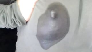 Lactating Woman Wets her Shirt with her Breast Milk