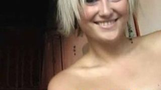 Gorgeous webcam blond takes her clothes off in front of the camera and shows her boobs